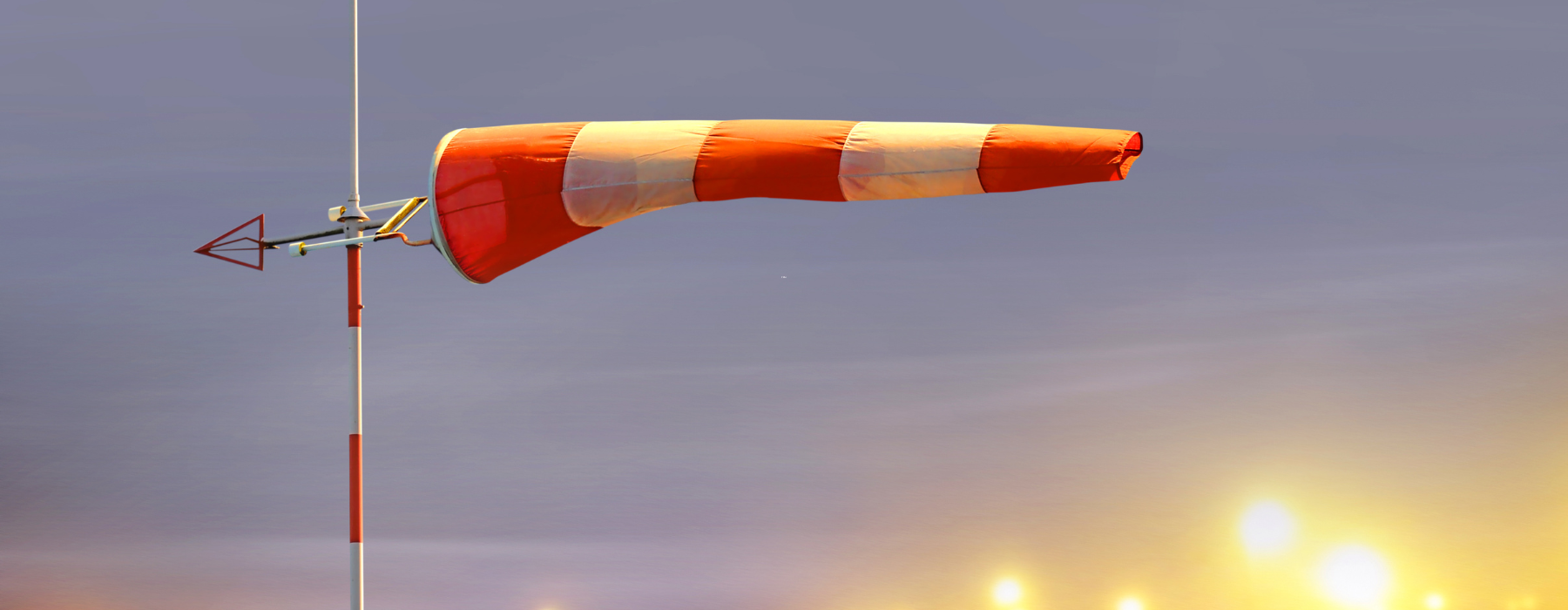 Fully inflated airport windsock