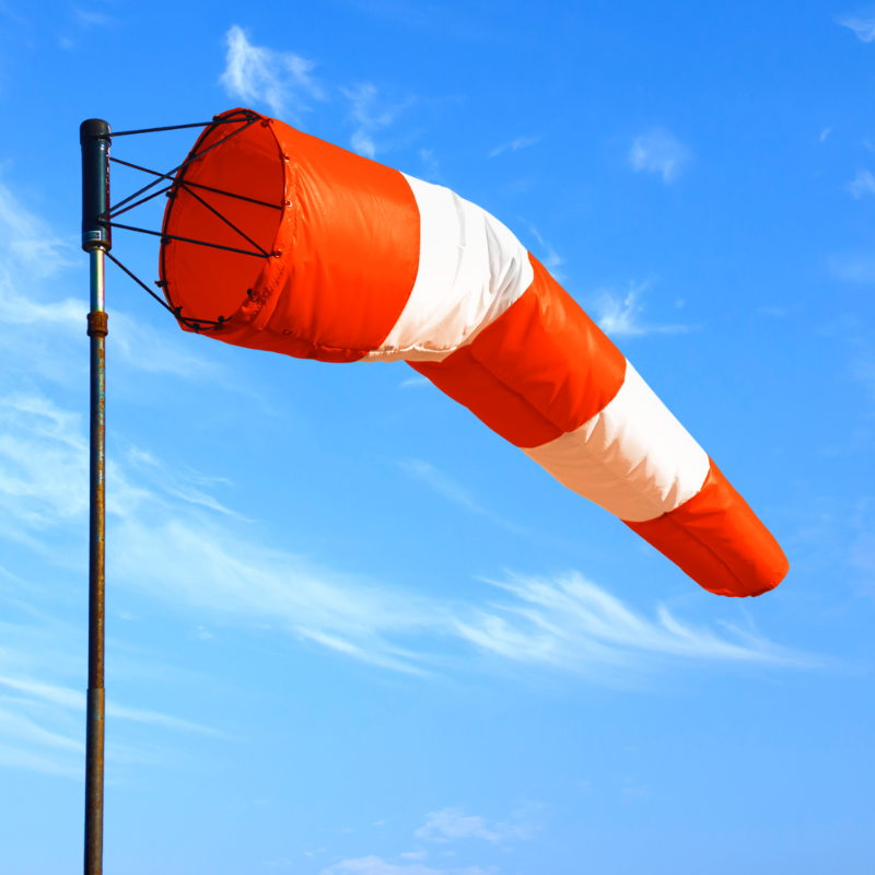 Airport windsock for air parks, heli pads, landing strips, crop dusting, airfields and regional airports. FAA compliant. Great for industrial and agricultural applications