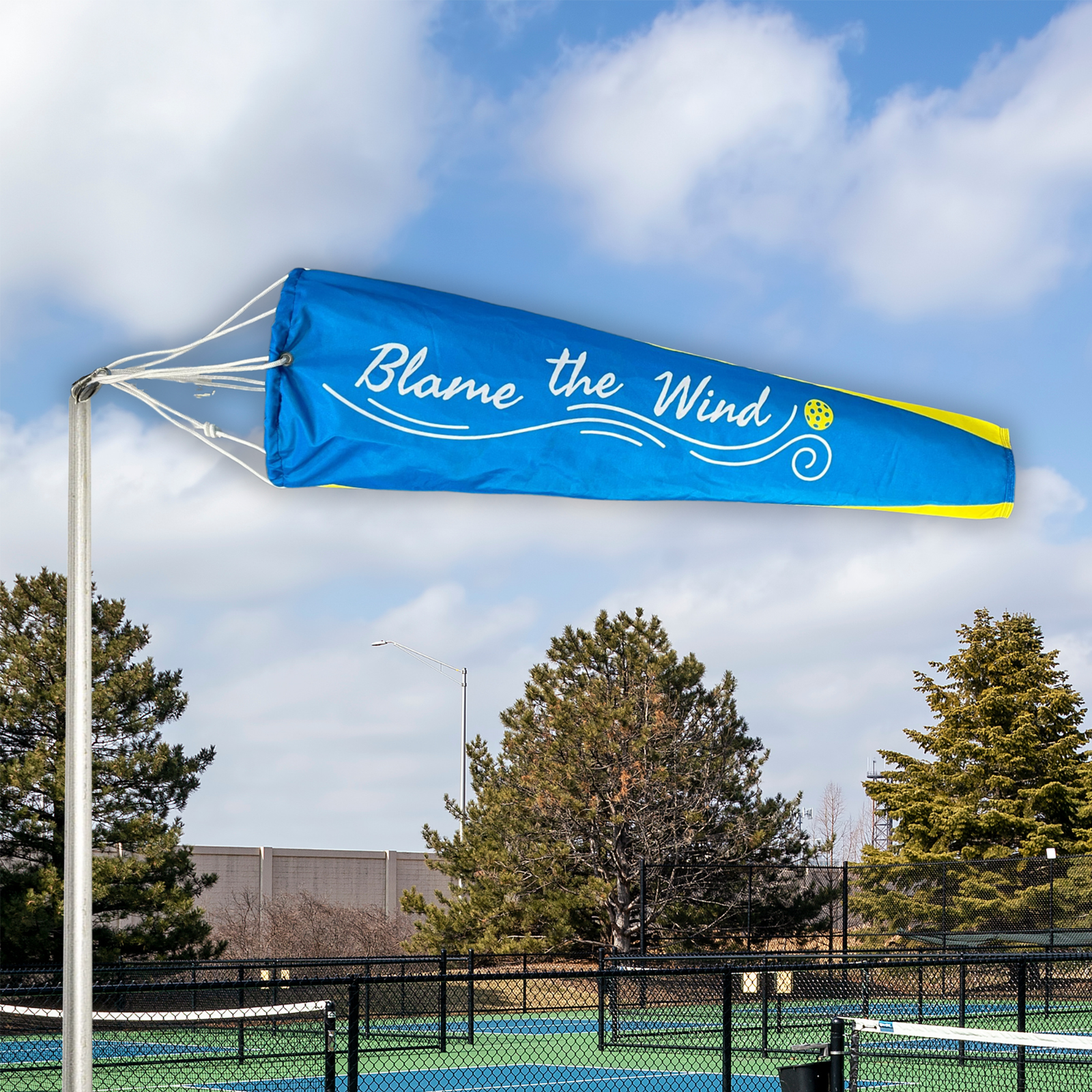Pickleball windsock flying in wind 