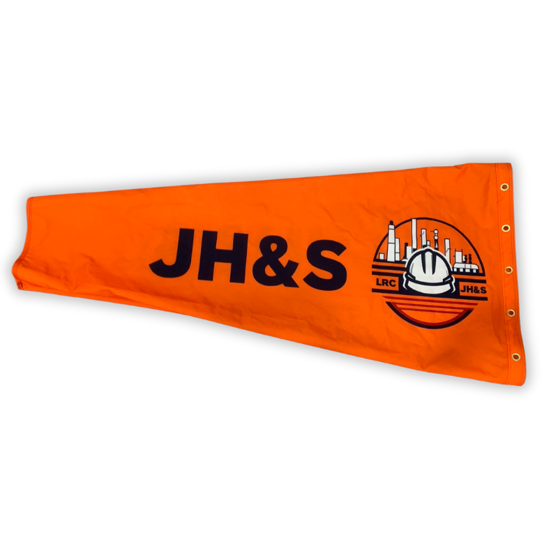 Custom printed windsock for Cenovus Refinery. Full color printed oilfield windsock heavy duty, flame resistant, static resistant for offshore use