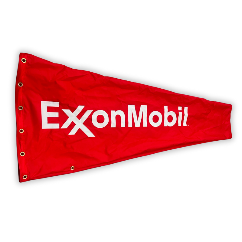 Custom printed windsock for Exxon Mobil. Full color printed oilfield windsock heavy duty, flame resistant, static resistant for offshore use