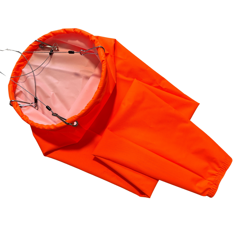 Hanging windsock with stainless steel wire harness