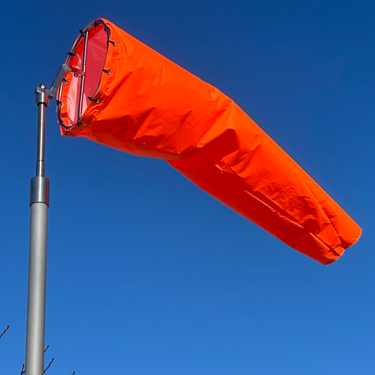 Orange airport windsock for aviation and industrial purposes. heavy Duty  Hi-vis fluorescent orange windsock with waterproof and UV resistance 