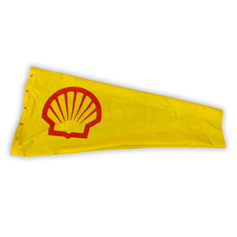 Custom printed windsock for Royal Dutch Shell. Full color printed oilfield windsock heavy duty, flame resistant, static resistant for offshore use