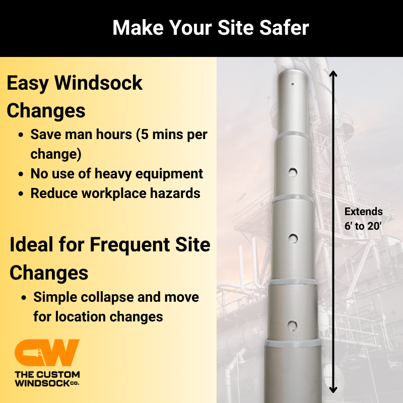 Telescopic Windsock Pole for oilfield and industrial use with features and benefits 
