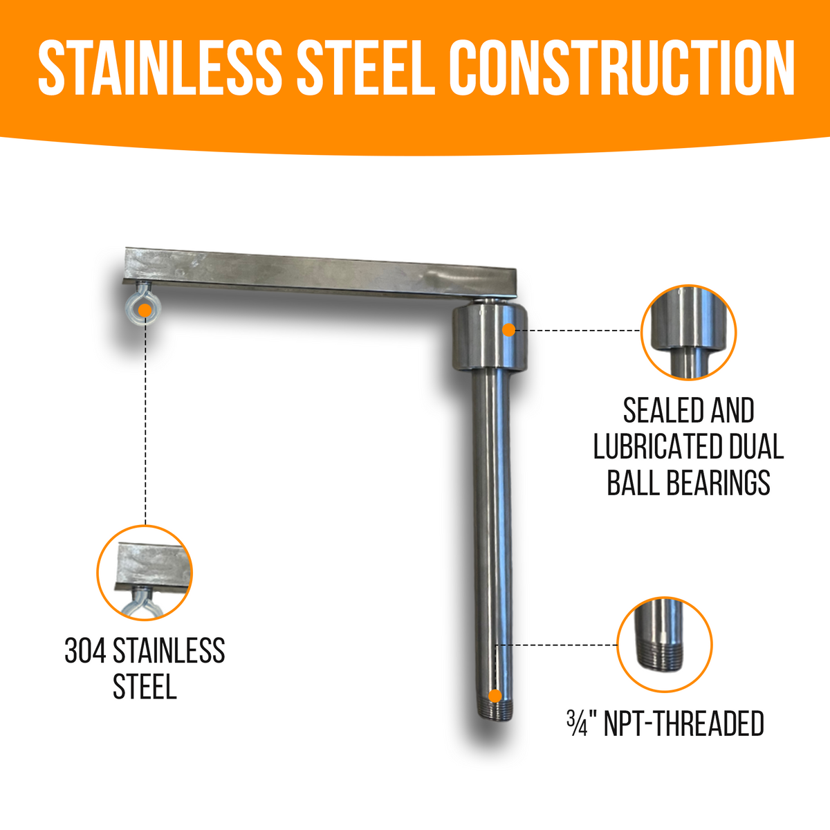 Infographic showing ball bearing and elements of the windsock pivot arm 