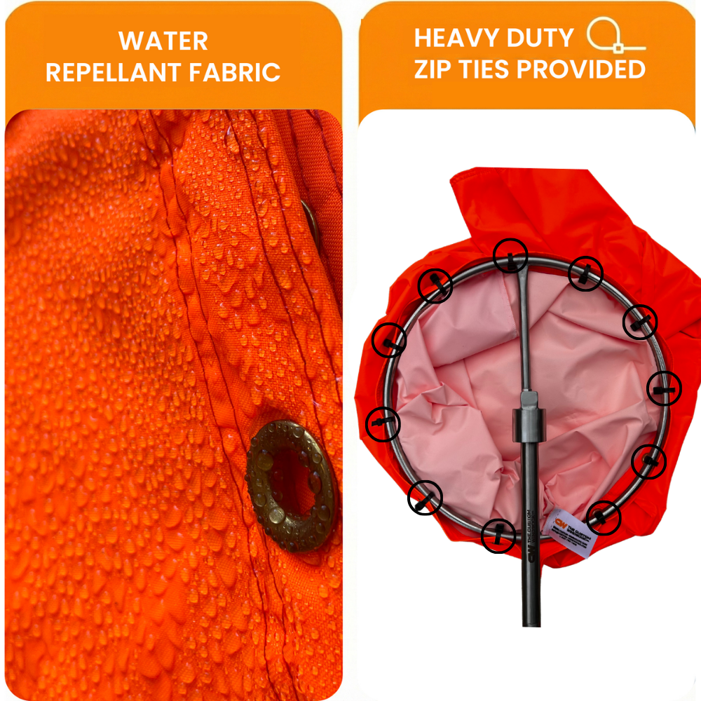 waterproof Airport orange windsock kit complete with stainless steel frame