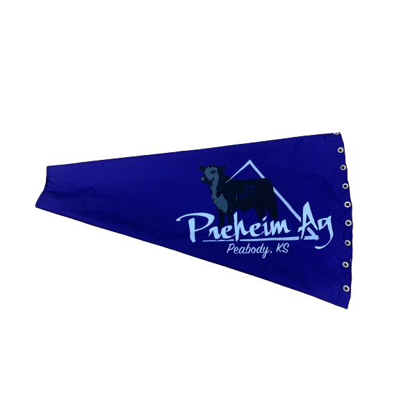 Custom agricultural windsock for crop dusting and air strips. Full color, custom printed, heavy duty windsock.